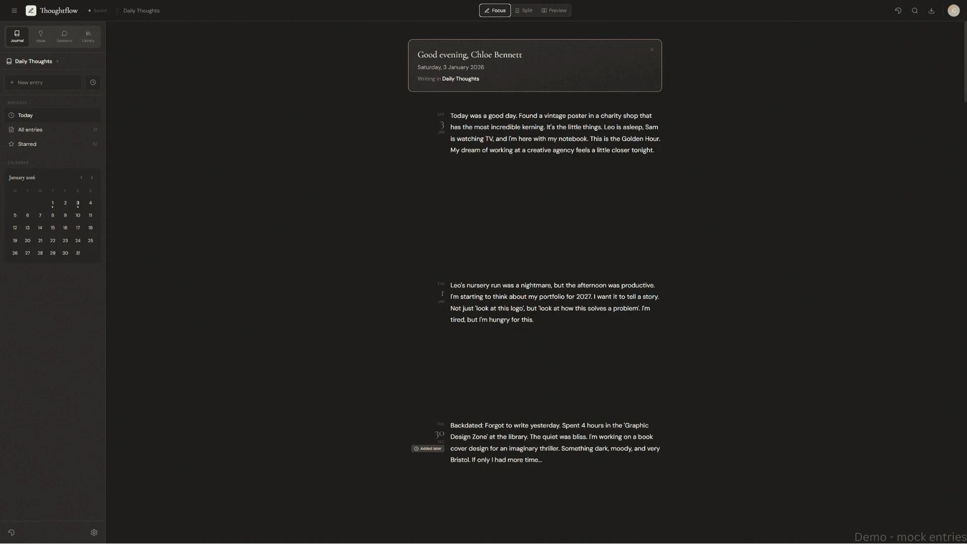 Thoughtflow journal interface